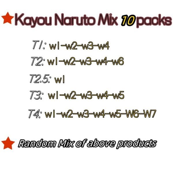 （424）Kayou Naruto T1-T2-T2.5-T3-T4 Mixed Pack/10packs