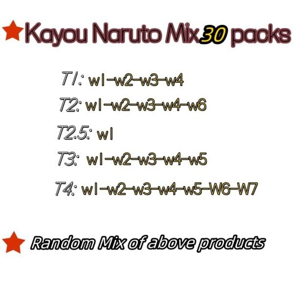 （425）Kayou Naruto T1-T2-T2.5-T3-T4 Mixed Pack/30packs