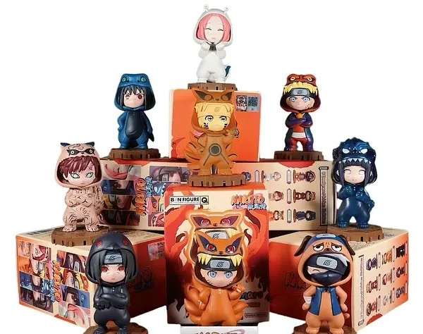 （521) In Stock Authentic Bandai Konoha Ninja Bnfiguereq Pajamars Series Clothing Cosplay Blind Box Q Version Toy Festvial Suprise Gift